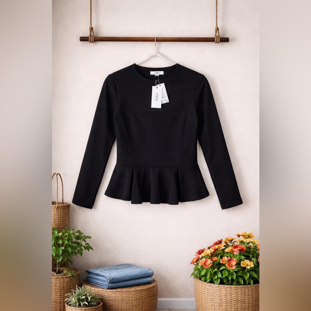 Jason Wu Black Peplum Blouse